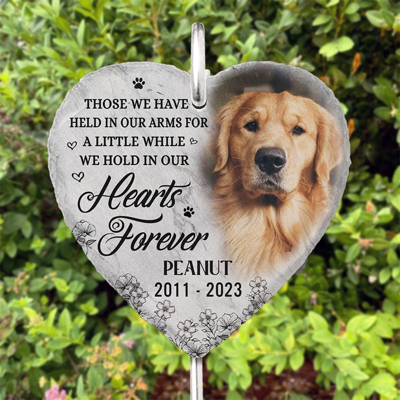 Photo personnalisée à conserver dans votre cœur pour toujours - Mémorial personnalisé avec ardoise et crochet pour jardin - Cadeau de condoléances pour les propriétaires et les amoureux des animaux