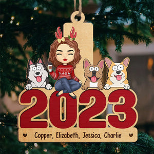 Famille pour toujours - Ornement personnalisé pour chien - Forme en bois personnalisée - Cadeau de Noël pour propriétaires et amoureux des animaux