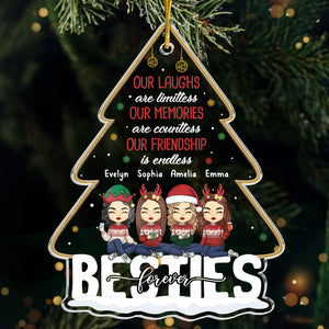 Nos rires sont sans limites - Décoration personnalisée pour meilleure amie - En forme de sapin de Noël en acrylique - Cadeau de Noël pour meilleures amies, meilleures amies, sœurs