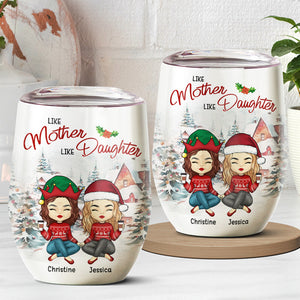 Telle mère, telle fille - Verre à vin personnalisé pour la famille - Cadeau de Noël pour mère de fille 