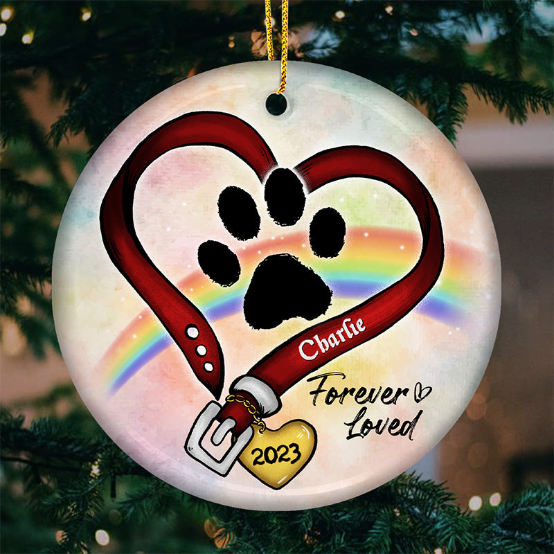 Un morceau de mon cœur est au paradis - Ornement commémoratif personnalisé - Forme ronde en céramique - Cadeau de Noël, cadeau de condoléances pour les propriétaires d'animaux et les amoureux des animaux