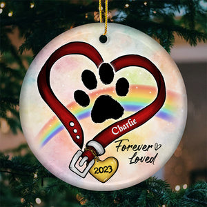 Un morceau de mon cœur est au paradis - Ornement commémoratif personnalisé - Forme ronde en céramique - Cadeau de Noël, cadeau de condoléances pour les propriétaires d'animaux et les amoureux des animaux