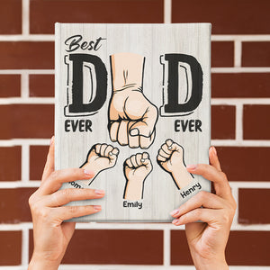 Meilleur papa de tous les temps - Chevalet vertical personnalisé pour la famille - Cadeau d'anniversaire pour papa