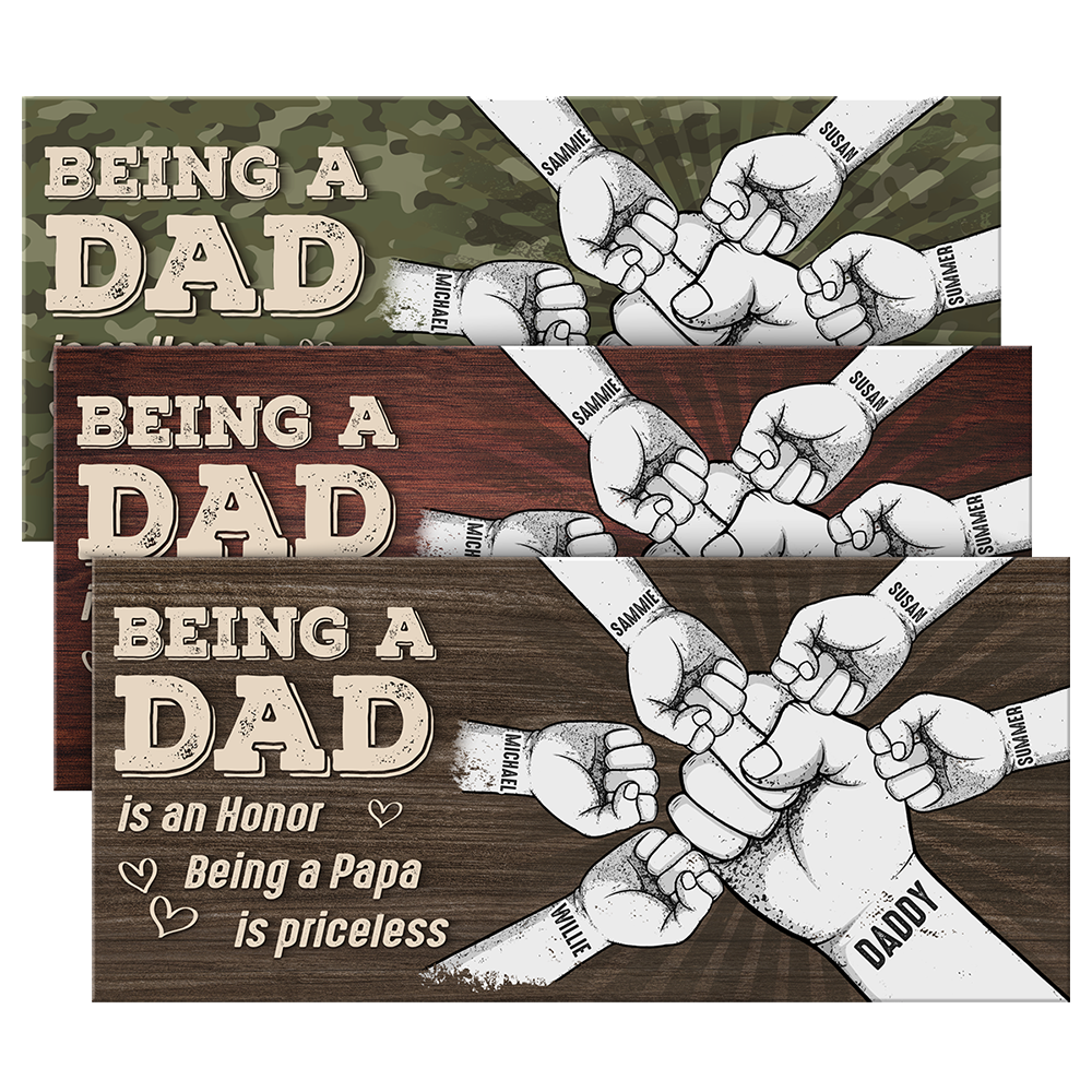 Being A Dad Is An Honor - Family Personalized Custom Rectangle Shaped Home Decor Wood Sign - House Warming Gift For Dad, Grandpa