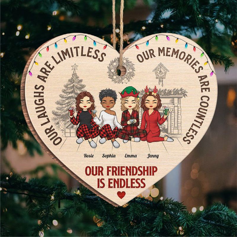 Nos rires sont sans limites - Ornement personnalisé Bestie - En forme de cœur en bois - Cadeau de Noël pour meilleures amies, meilleures amies, sœurs