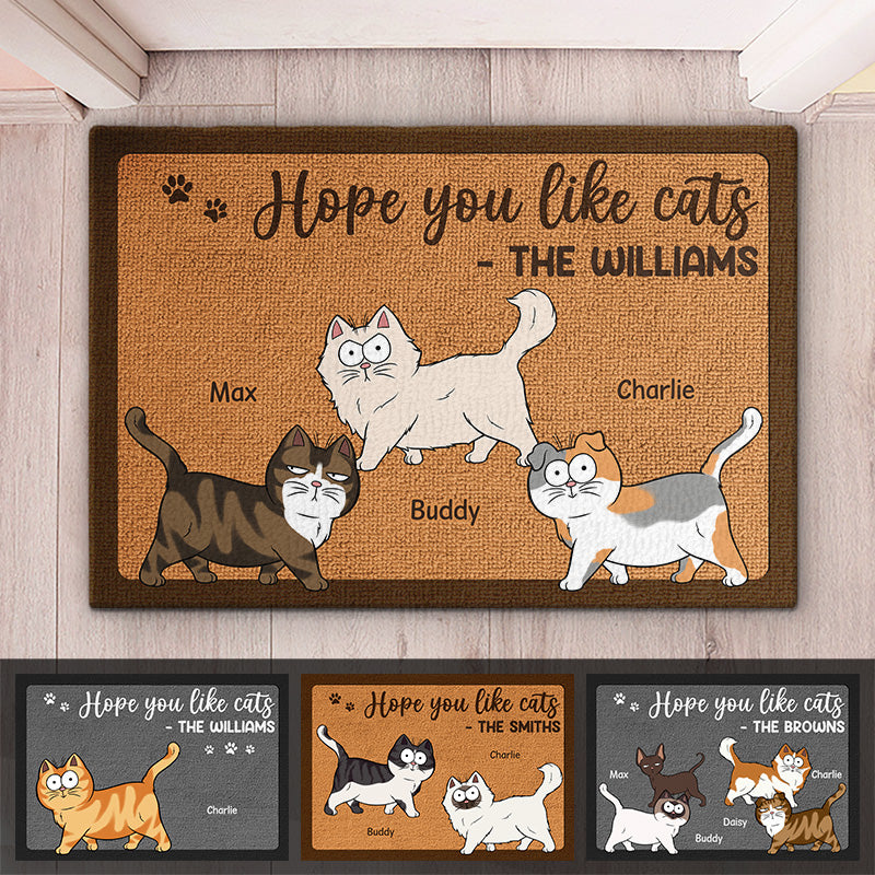 Nous espérons que vous aimez les chats - Tapis décoratif personnalisé pour la maison - Cadeau de pendaison de crémaillère, cadeau pour les propriétaires d'animaux, les amoureux des animaux