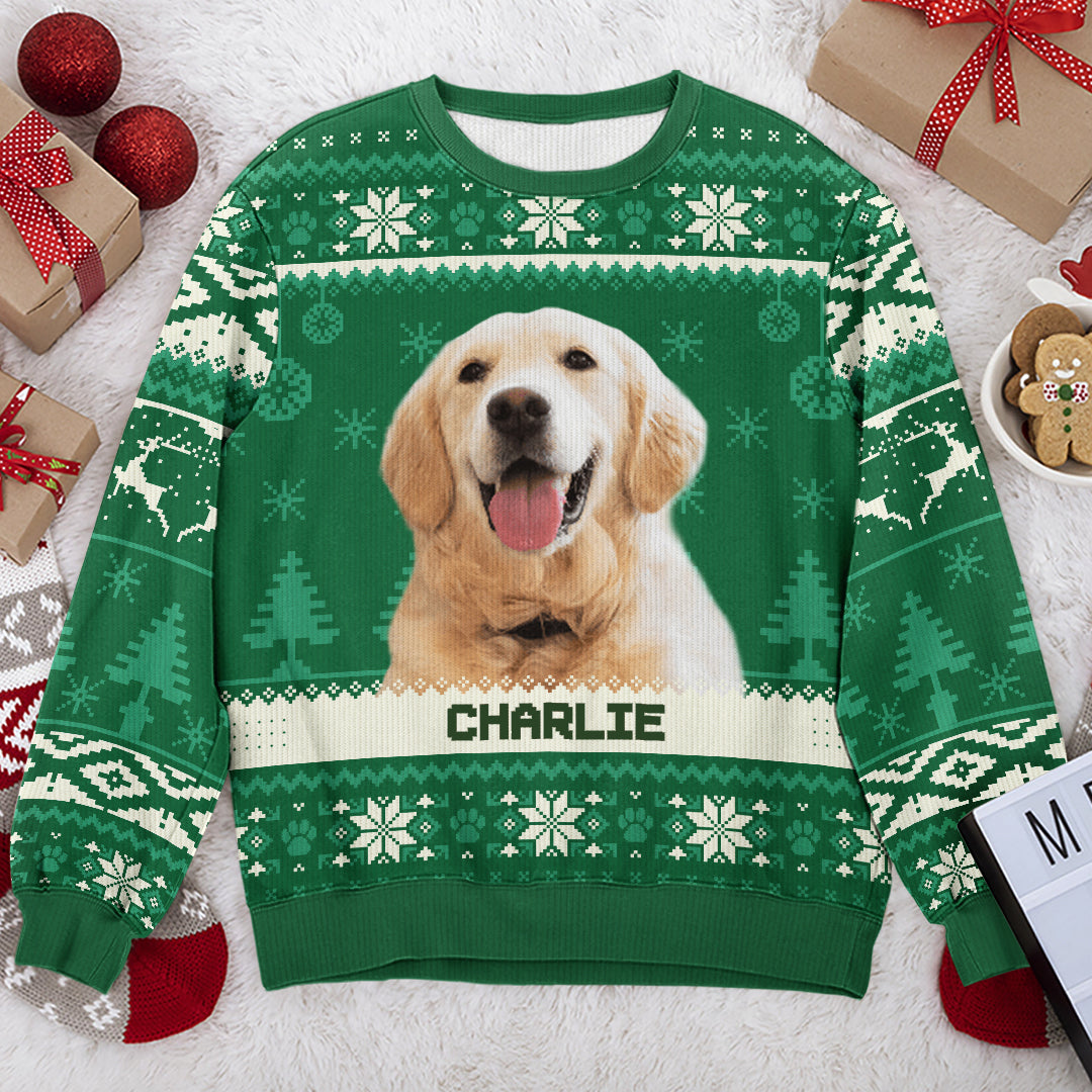 Sweat-shirt personnalisé avec photo « Mon cœur est dans tes pattes » pour chien et chat, personnalisé et moche, pull unisexe en laine, cadeau de Noël pour les propriétaires et les amoureux des animaux.