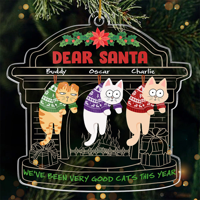 Sur la liste des vilains - Ornement personnalisé en acrylique pour chat - Forme personnalisée - Cadeau de Noël pour les propriétaires et les amoureux des animaux