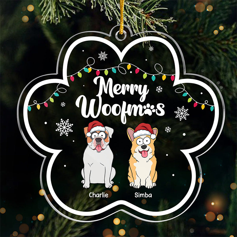 Joyeux Noël ! Décoration personnalisée pour chien en acrylique en forme de fleur. Cadeau de Noël pour les propriétaires et les amoureux des animaux.