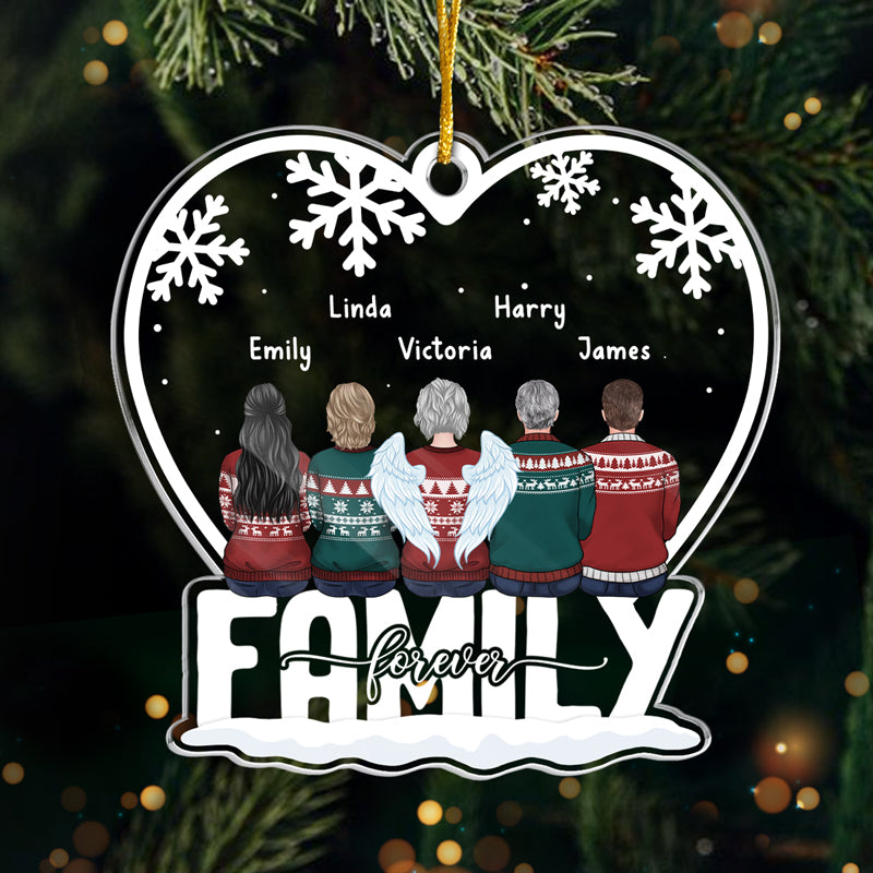 Famille pour toujours - Ornement personnalisé pour la famille - Forme personnalisée en acrylique - Cadeau de Noël pour les membres de la famille