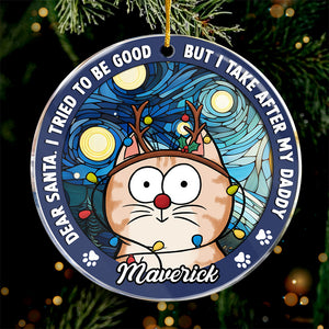 Dear Santa, I Tried To Be Good - Cat Personalized Custom Ornament - Acrylic Round Shaped - Christmas Gift For Pet Owners, Pet Lovers