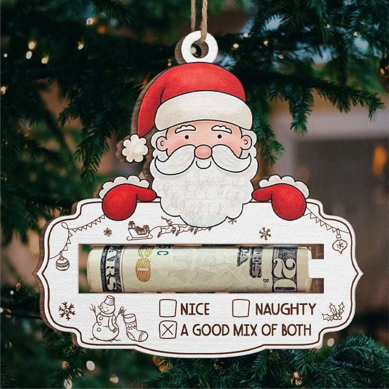 Un bon mélange de bonté et de méchanceté - Ornement personnalisé pour la famille, porte-monnaie - Bois en forme personnalisée - Cadeau de Noël pour les membres de la famille
