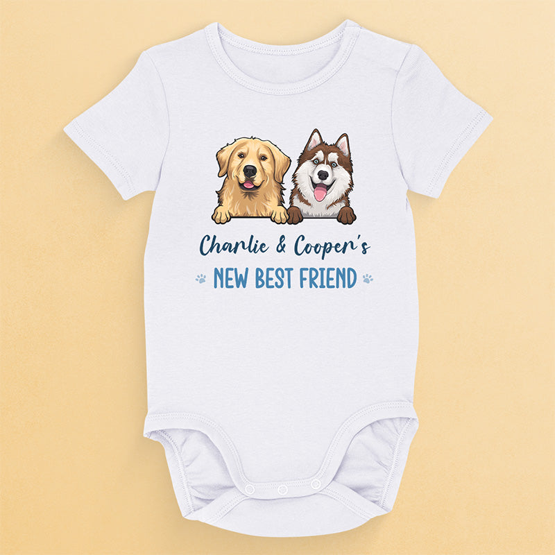 Voici notre nouveau meilleur ami - Body bébé personnalisé chien et chat - Cadeau de baby shower, cadeau pour amoureux des animaux, propriétaires d'animaux