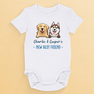 Voici notre nouveau meilleur ami - Body bébé personnalisé chien et chat - Cadeau de baby shower, cadeau pour amoureux des animaux, propriétaires d'animaux