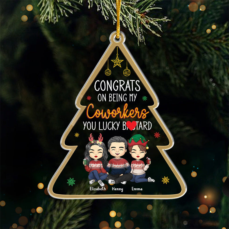 Heureux de t'avoir dans ma vie - Ornement personnalisé pour meilleure amie - En forme de sapin de Noël en acrylique - Cadeau de Noël pour meilleures amies, meilleures amies, sœurs, collègues