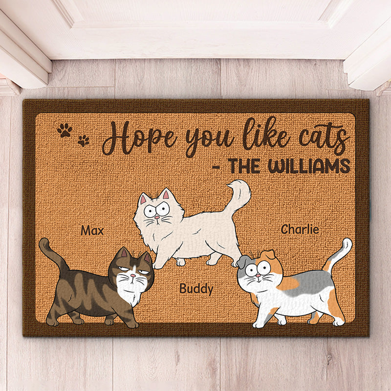 Nous espérons que vous aimez les chats - Tapis décoratif personnalisé pour la maison - Cadeau de pendaison de crémaillère, cadeau pour les propriétaires d'animaux, les amoureux des animaux