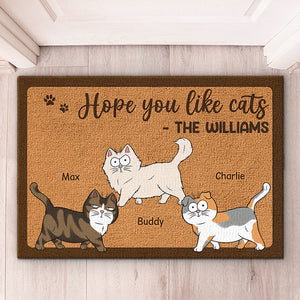 Nous espérons que vous aimez les chats - Tapis décoratif personnalisé pour la maison - Cadeau de pendaison de crémaillère, cadeau pour les propriétaires d'animaux, les amoureux des animaux