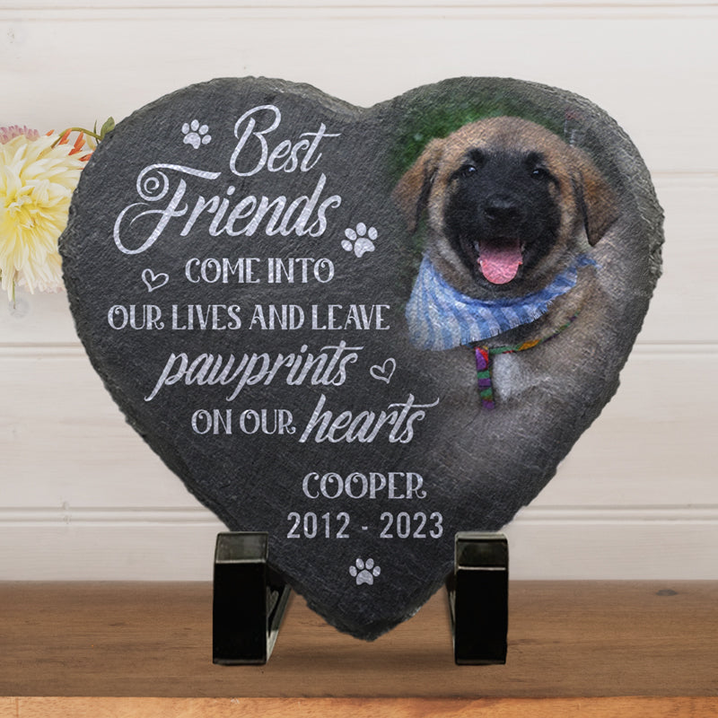 Photo personnalisée « Mes meilleurs amis entrent dans nos vies » - Pierre commémorative personnalisée - Cadeau de condoléances, cadeau pour propriétaires d'animaux, amoureux des animaux