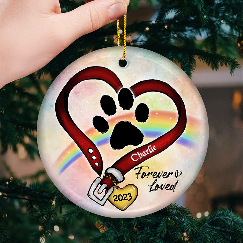 Un morceau de mon cœur est au paradis - Ornement commémoratif personnalisé - Forme ronde en céramique - Cadeau de Noël, cadeau de condoléances pour les propriétaires d'animaux et les amoureux des animaux
