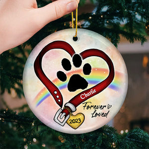 Un morceau de mon cœur est au paradis - Ornement commémoratif personnalisé - Forme ronde en céramique - Cadeau de Noël, cadeau de condoléances pour les propriétaires d'animaux et les amoureux des animaux