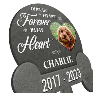 Photo personnalisée « Vos empreintes restent dans mon cœur » – Piquet de jardin personnalisé en acrylique – Cadeau de condoléances pour les propriétaires et les amoureux des animaux