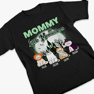 T-shirt, sweat à capuche et sweat-shirt unisexe personnalisé « Maman de petits Meowsters » avec chat ; cadeau d'Halloween pour les propriétaires et les amoureux des animaux.