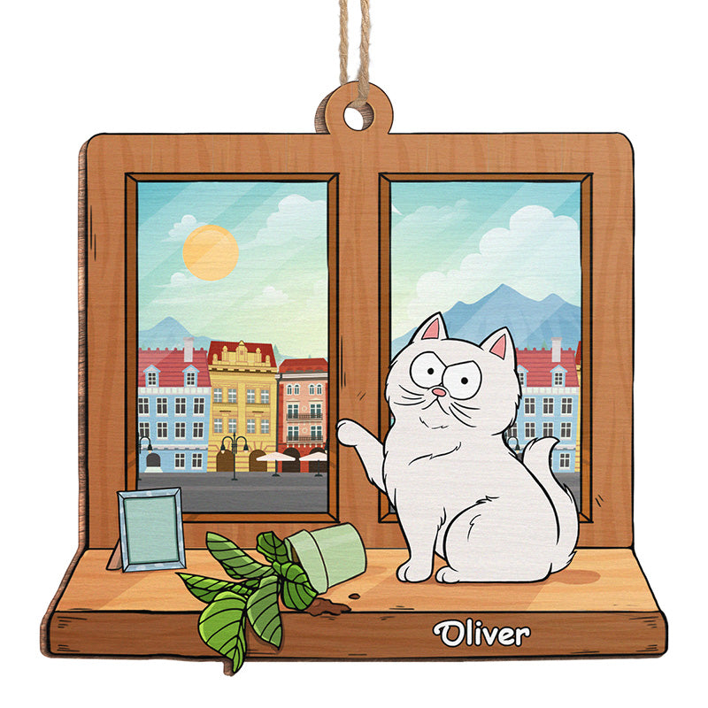 Ornement personnalisé en forme de chat se balançant autour du sapin de Noël – Bois de forme personnalisée – Cadeau de Noël pour les propriétaires et les amoureux des animaux