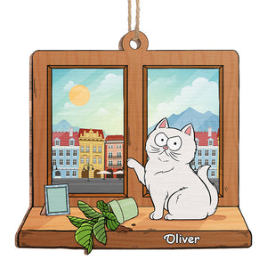 Ornement personnalisé en forme de chat se balançant autour du sapin de Noël – Bois de forme personnalisée – Cadeau de Noël pour les propriétaires et les amoureux des animaux