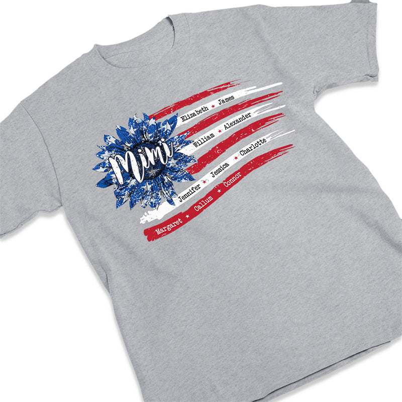 Tournesol de juillet Mimi - T-shirt, sweat à capuche et sweat-shirt unisexe personnalisé pour la famille - Cadeau d'anniversaire pour grand-mère, 4 juillet
