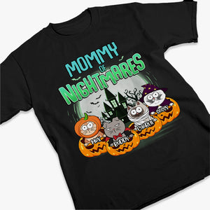 Maman de cauchemars - T-shirt unisexe personnalisé avec chat, sweat à capuche et sweat-shirt - Cadeau d'Halloween pour les propriétaires et les amoureux des animaux