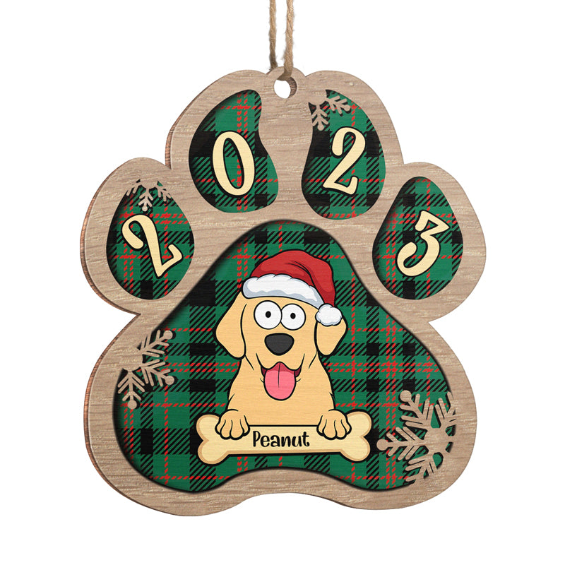 Joyeux Pawlidays - Décoration personnalisée pour chien - Patte en bois - Cadeau de Noël pour les propriétaires et les amoureux des animaux