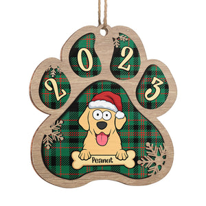 Joyeux Pawlidays - Décoration personnalisée pour chien - Patte en bois - Cadeau de Noël pour les propriétaires et les amoureux des animaux