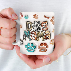 Tasse personnalisée avec effet gonflable 3D « Full Time Dog Mama » - Cadeau de Noël pour les propriétaires et les amoureux des animaux