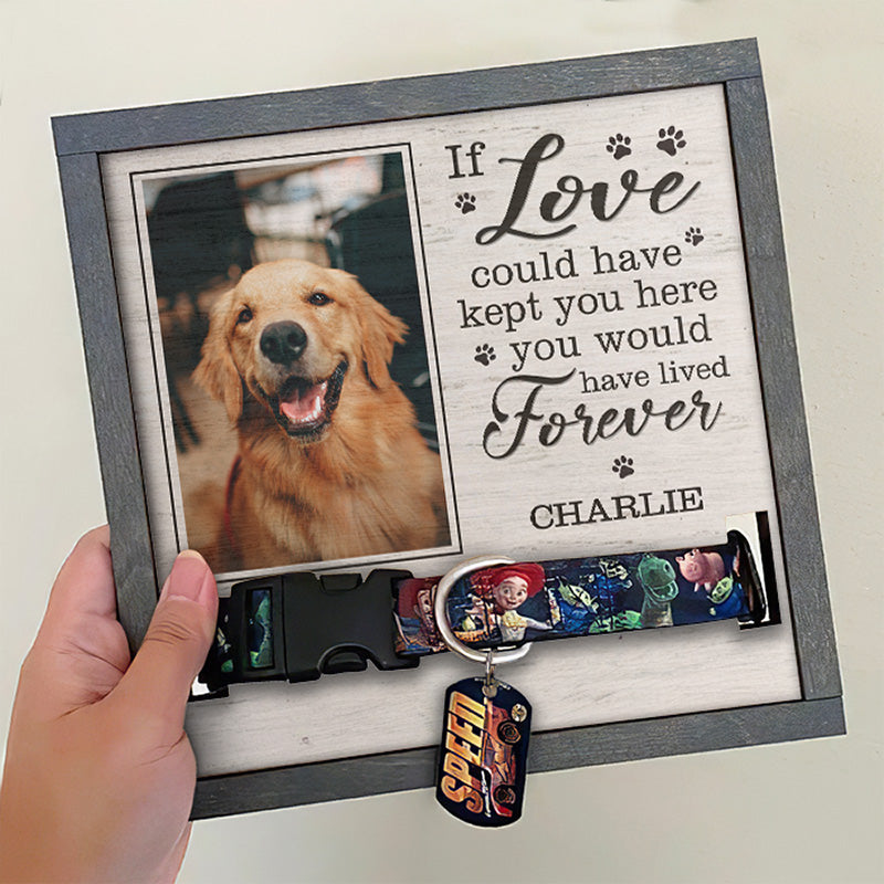 Photo personnalisée « Si l'amour avait pu vous garder ici » - Plaque commémorative personnalisée pour la perte d'un animal de compagnie, cadre pour collier - Cadeau de condoléances pour les propriétaires d'animaux et les amoureux des animaux