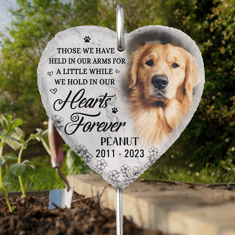 Photo personnalisée à conserver dans votre cœur pour toujours - Mémorial personnalisé avec ardoise et crochet pour jardin - Cadeau de condoléances pour les propriétaires et les amoureux des animaux