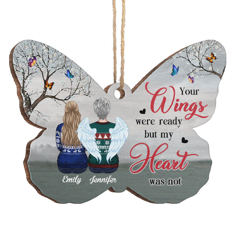 Vos ailes étaient prêtes - Ornement commémoratif personnalisé en forme de papillon en bois - Cadeau de Noël, cadeau de condoléances pour les membres de la famille