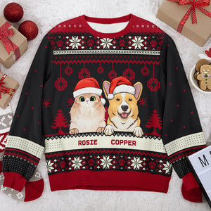 Joyeux Noël, amoureux des animaux - Sweat-shirt de Noël unisexe personnalisé, sweat-shirt en laine, sweat-shirt imprimé intégral - Cadeau pour les amoureux des animaux, cadeau de Noël