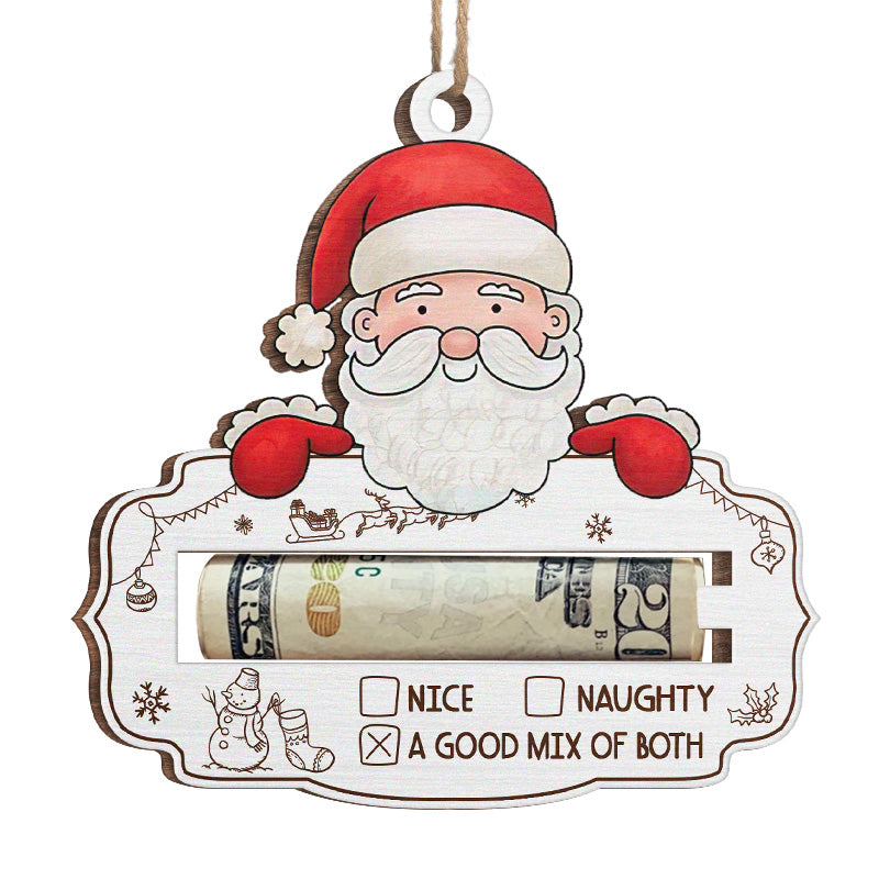 Un bon mélange de bonté et de méchanceté - Ornement personnalisé pour la famille, porte-monnaie - Bois en forme personnalisée - Cadeau de Noël pour les membres de la famille