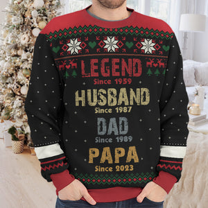 Tu es une légende - Sweat-shirt personnalisé en laine unisexe - Cadeau de Noël pour papa et grand-père