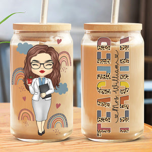 Meilleur enseignant de tous les temps - Tasse en verre personnalisée pour enseignant, tasse à café glacé - Cadeau pour enseignant, rentrée scolaire