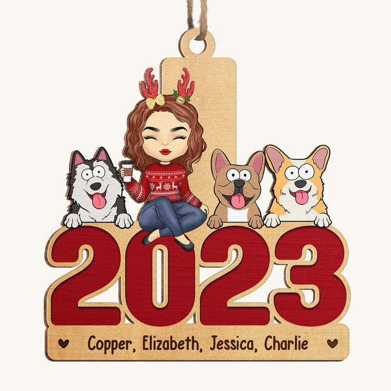 Famille pour toujours - Ornement personnalisé pour chien - Forme en bois personnalisée - Cadeau de Noël pour propriétaires et amoureux des animaux