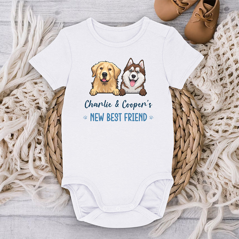 Voici notre nouveau meilleur ami - Body bébé personnalisé chien et chat - Cadeau de baby shower, cadeau pour amoureux des animaux, propriétaires d'animaux