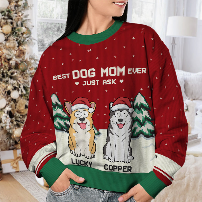 Meilleure maman de chien au monde - Sweat-shirt personnalisé pour chien - Pull en laine unisexe - Cadeau de Noël pour propriétaires et amoureux des animaux