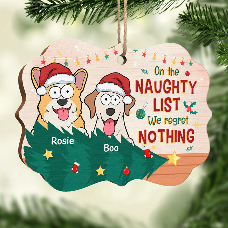 Nous sommes sur la liste des vilains - Ornement personnalisé pour chien - Bois en forme de Benelux - Cadeau de Noël pour les propriétaires d'animaux et les amoureux des animaux
