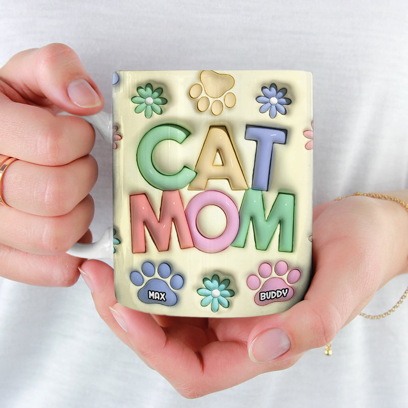 Joyeux anniversaire, maman chat, maman chien ! Mug personnalisé avec effet gonflable 3D, imprimé chien et chat ! Cadeau de Noël pour les propriétaires et les amoureux des animaux.