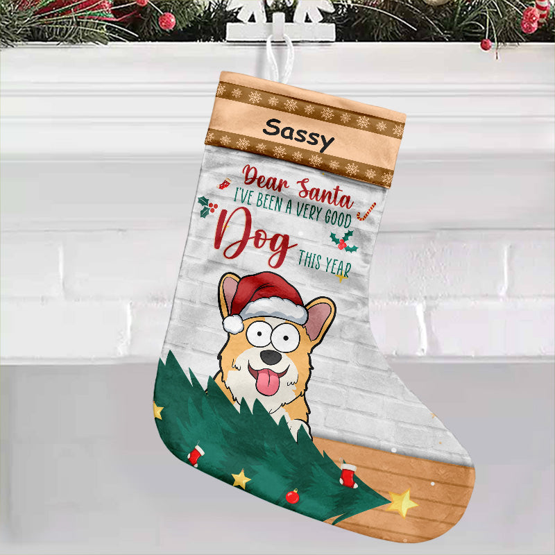Cher Père Noël, j'ai été un très bon chien cette année - Chaussette de Noël personnalisée pour chien - Cadeau de Noël pour les propriétaires d'animaux et les amoureux des animaux