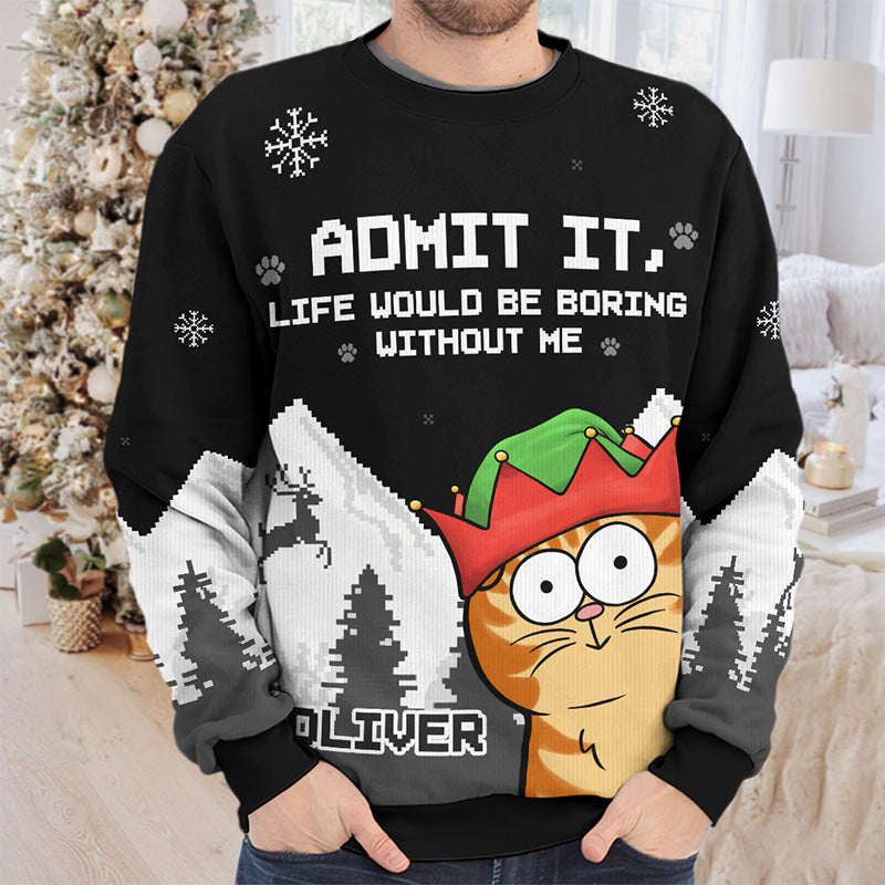 Oh, friandises de Noël ! Sweat-shirt moche personnalisé pour chien et chat ! Pull unisexe en laine ! Cadeau de Noël pour les propriétaires et les amoureux des animaux.