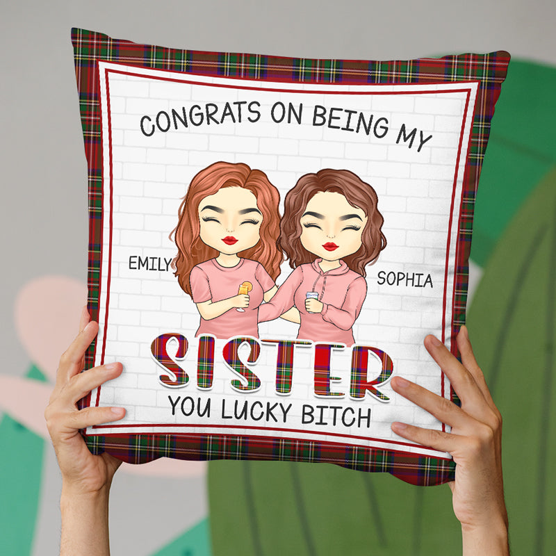 Félicitations pour être devenue ma sœur ! Coussin personnalisé pour la famille ! Cadeau pour frères et sœurs