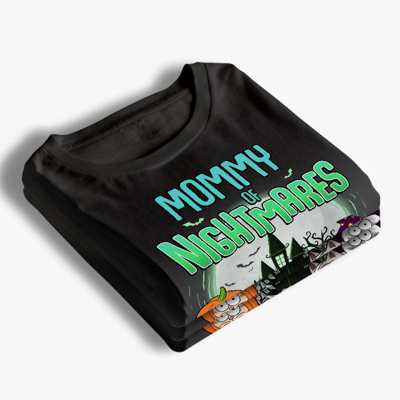Maman de cauchemars - T-shirt unisexe personnalisé avec chat, sweat à capuche et sweat-shirt - Cadeau d'Halloween pour les propriétaires et les amoureux des animaux