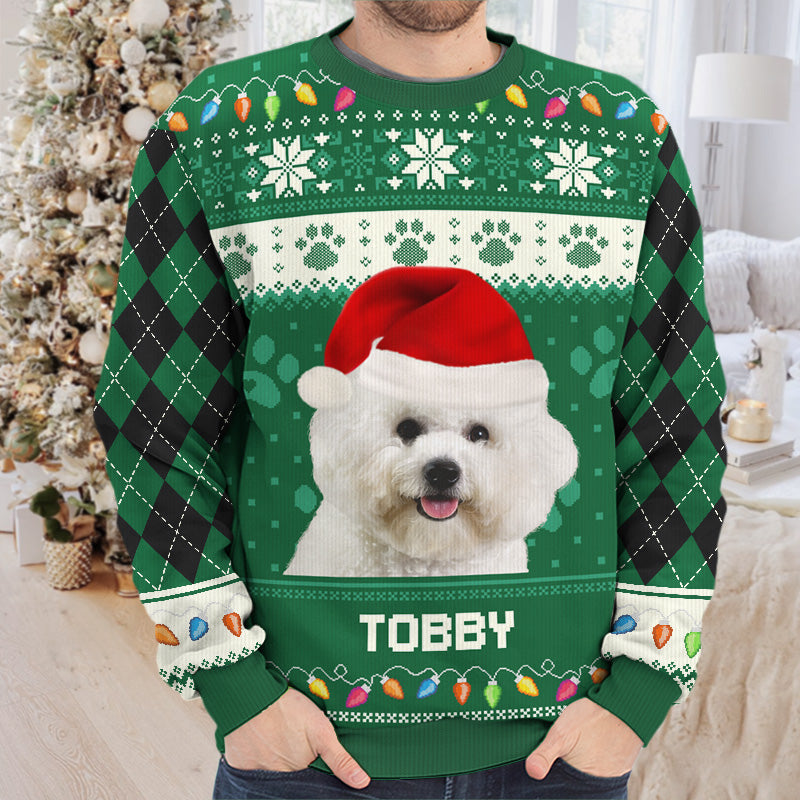 Sweat-shirt personnalisé avec photo « Vieillir avec moi » - Sweat-shirt moche personnalisé pour chien et chat - Pull unisexe en laine - Cadeau de Noël pour propriétaires et amoureux des animaux